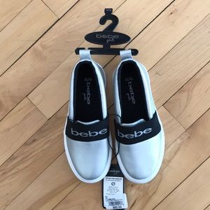 Girls Bebe silver and black shoes size 11/12